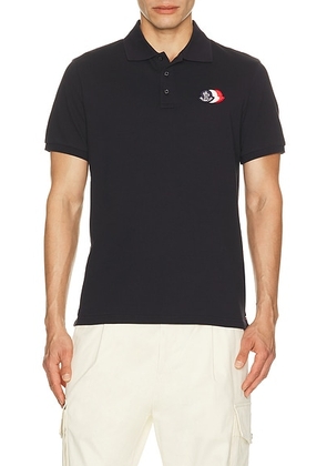 Moncler Short Sleeve Polo in Black Navy - Navy. Size L (also in M, S, XL/1X, XXL/2X).