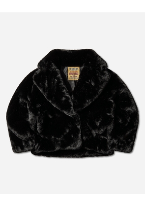 Women s Fire Bear Embroidered Faux Fur Blouson Black