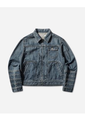 Women s Distressed Denim Zip Jacket Indigo