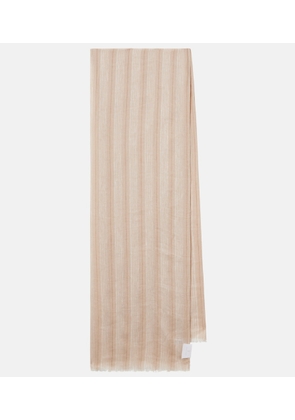 Brunello Cucinelli Striped linen-blend scarf