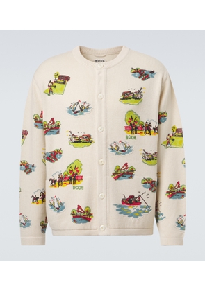 Bode Beaded Camp wool and cotton cardigan