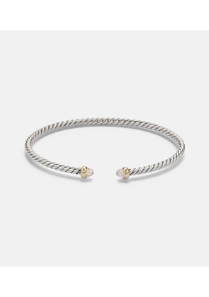 David Yurman Micro Cable FlexÂ® sterling silver and 14kt gold cuff bracelet with diamonds
