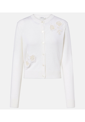 Erdem Floral-applique wool cardigan