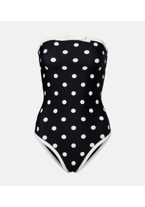 Self-Portrait Polka-dot strapless swimsuit