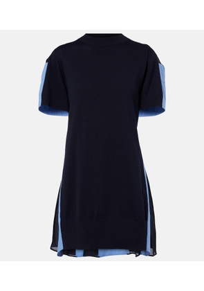 Sacai Paneled cotton-blend minidress