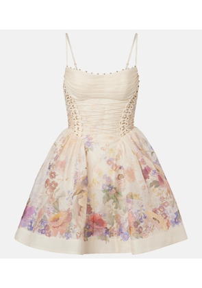 Zimmermann Alchemy floral linen and silk bustier dress