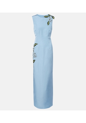 Oscar de la Renta Porcelain Flower silk faille maxi dress