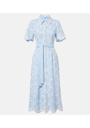 Simkhai Audria embroidered linen-blend midi dress