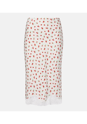 Posse Fae lace-trimmed printed midi skirt