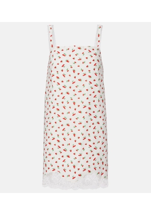 Posse Delia lace-trimmed printed cotton minidress