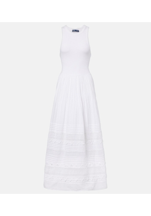 Polo Ralph Lauren Lace-trimmed cotton-blend maxi dress