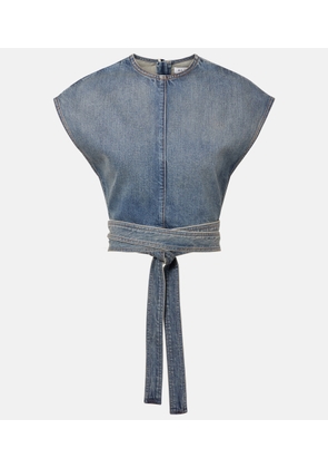 Alaia Belted denim crop top
