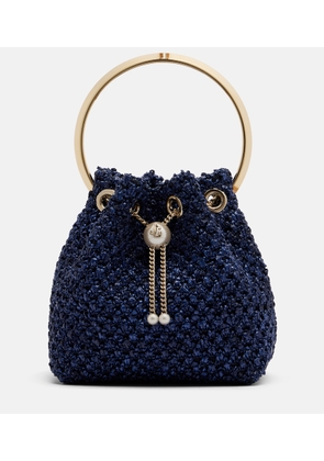 Jimmy Choo Bon Bon Small raffia-effect bucket bag