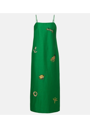 Alemais Embellished printed linen-blend maxi dress