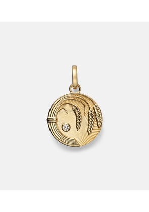 FoundRae Infinite Gratitude Braided Wheat Medium 18kt gold pendant with diamond