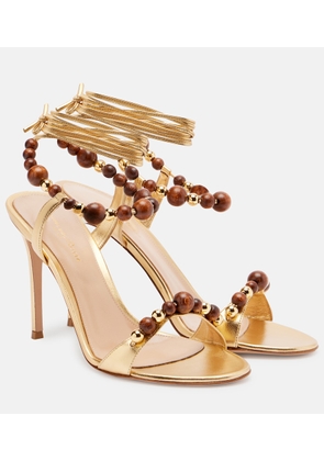 Gianvito Rossi Embellished metallic leather slingback sandals