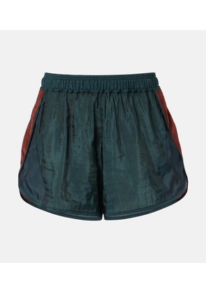Saint Laurent Colorblocked taffeta shorts
