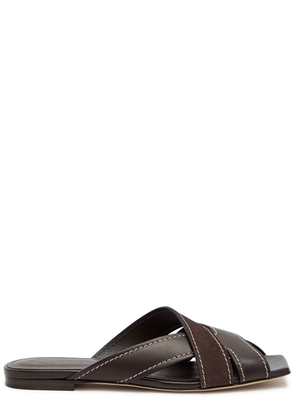 Tods Square-toe Suede and Leather Sandals - Black - 39 (IT39 / UK6)