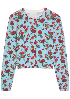 Alice + Olivia Carson Floral Print Stretch-cotton Cardigan - Multicoloured - M (UK12 / M)