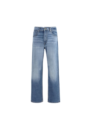 7FOR Blue Cotton Straight-Leg Jeans - W30