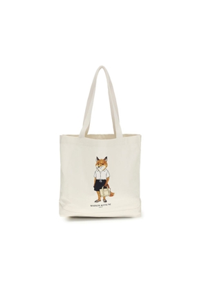 Maison Kitsuné Beige Cotton Handbag