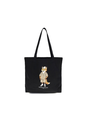 Maison Kitsuné Black Cotton Handbag