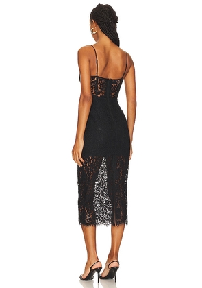 Bardot Olina Corset Midi Dress in Black. Size 12. Also in 4, 6.