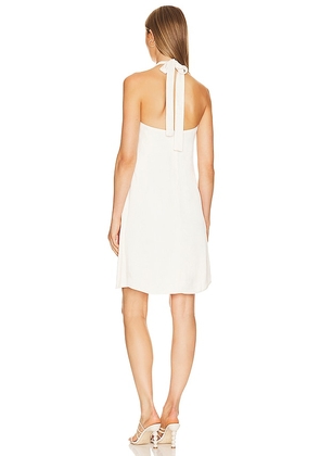 Bobi Black High Neck Halter Mini Dress in Ivory. Size M. Also in S.