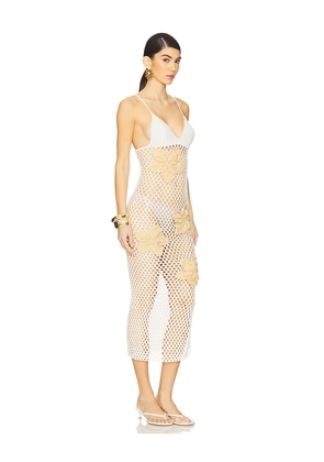 Bahia Maria Flora Midi Dress in Ivory. Size S. Also in XS, L, XL.