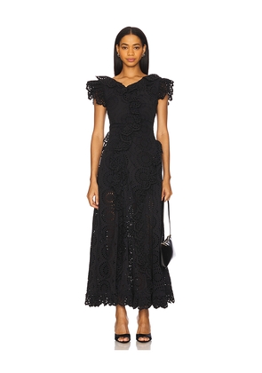 AKNVAS Charli Cotton Eyelet Midi Dress in Black. Size 4. Also in 6.
