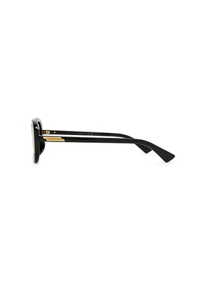 Bottega Veneta Slim Ribbon Oval Sunglasses in Black.