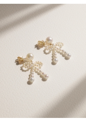 Sophie Bille Brahe - Bow 14-karat Recycled Gold Pearl Earrings - One size