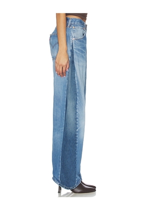 aligrace Two Tone Barrel Jeans in Blue. Size 29. Also in 33.