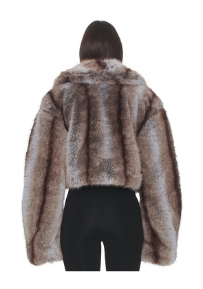 AFRM Stephanie Faux Fur Coat in Brown,Slate. Size L. Also in XS.