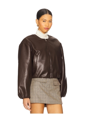 BLANKNYC Cropped Leather Bomber in Brown. Size L. Also in M, S.