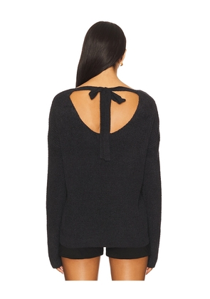 Barefoot Dreams CozyChic Lite Ribbed V Pullover With Back Tie in Black. Size S. Also in XS.