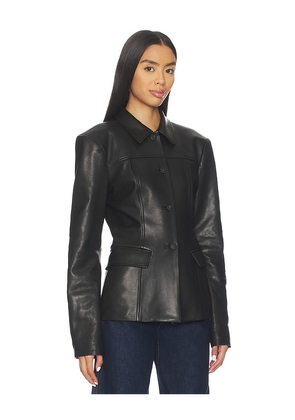 EAVES Aina Leather Cinched Jacket in Black. Size S. Also in XS, M.