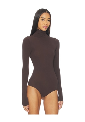 Commando Ballet Turtleneck Bodysuit in Brown.