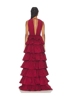 AKNVAS Henriette Ruffle Gown in Burgundy. Size 10. Also in 4.