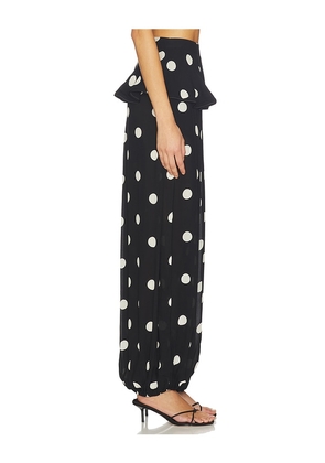 ADRIANA DEGREAS Polka Dot Peplum Pants in Black. Size M. Also in S, XS, L.