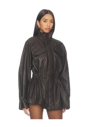 EAVES Mendoza Leather Jacket in Brown. Size M. Also in S, L.