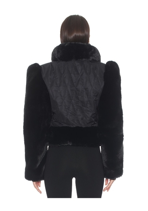 AFRM Daya Faux Fur Jacket in Black. Size XXS. Also in XS, S, M, L, XL.