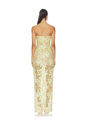 Bronx and Banco Daffodil Sequin Dahlia Strapless Maxi Dress in Yellow. Size XS. Also in M, L, XL, S.