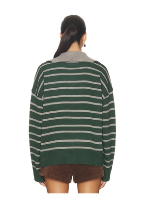 ALL THE WAYS Clydie Polo Sweater in Green. Size M. Also in XS, S, L.
