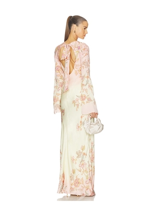 HEMANT AND NANDITA Back Ties Maxi Dress in Pink,Yellow. Size XS. Also in S.