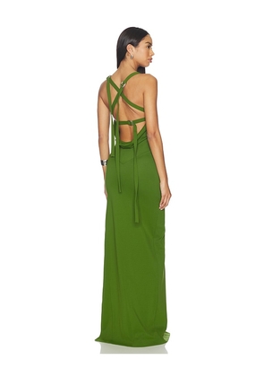 THE ATTICO Long Belted Dress in Green. Size 36. Also in 42.