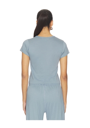 Eterne Butter Rib Short Sleeve Baby Tee in Blue. Size XS. Also in S, M.