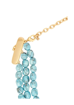 Cult Gaia Nora Choker in Teal,Metallic Gold.