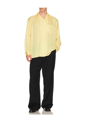 Beams Plus Open Collar Cupro Dot Pattern in Yellow. Size S. Also in M, L.