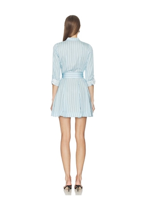 Alice + Olivia Lucy Roll Cuff Mini Dress in Blue. Size 10. Also in 0, 2, 6, 12.
